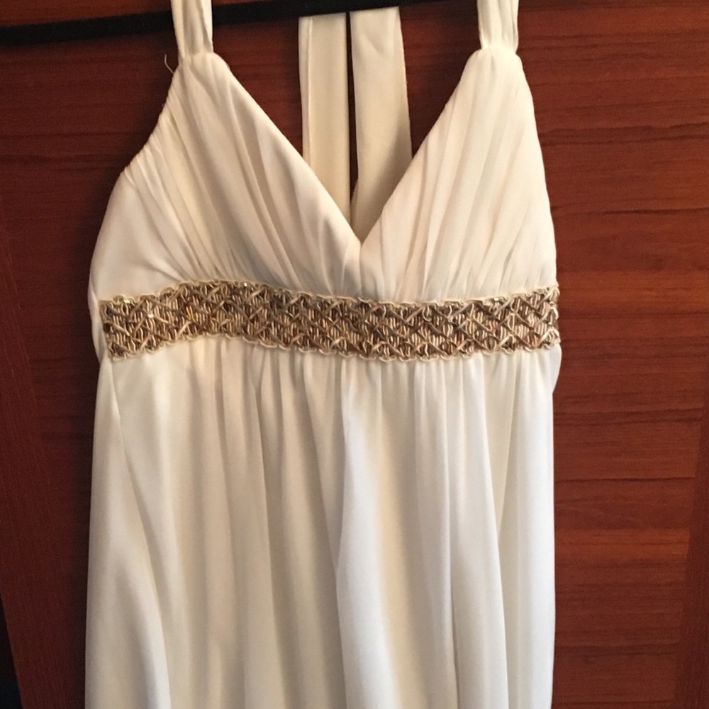 White halter dress with beaded detail